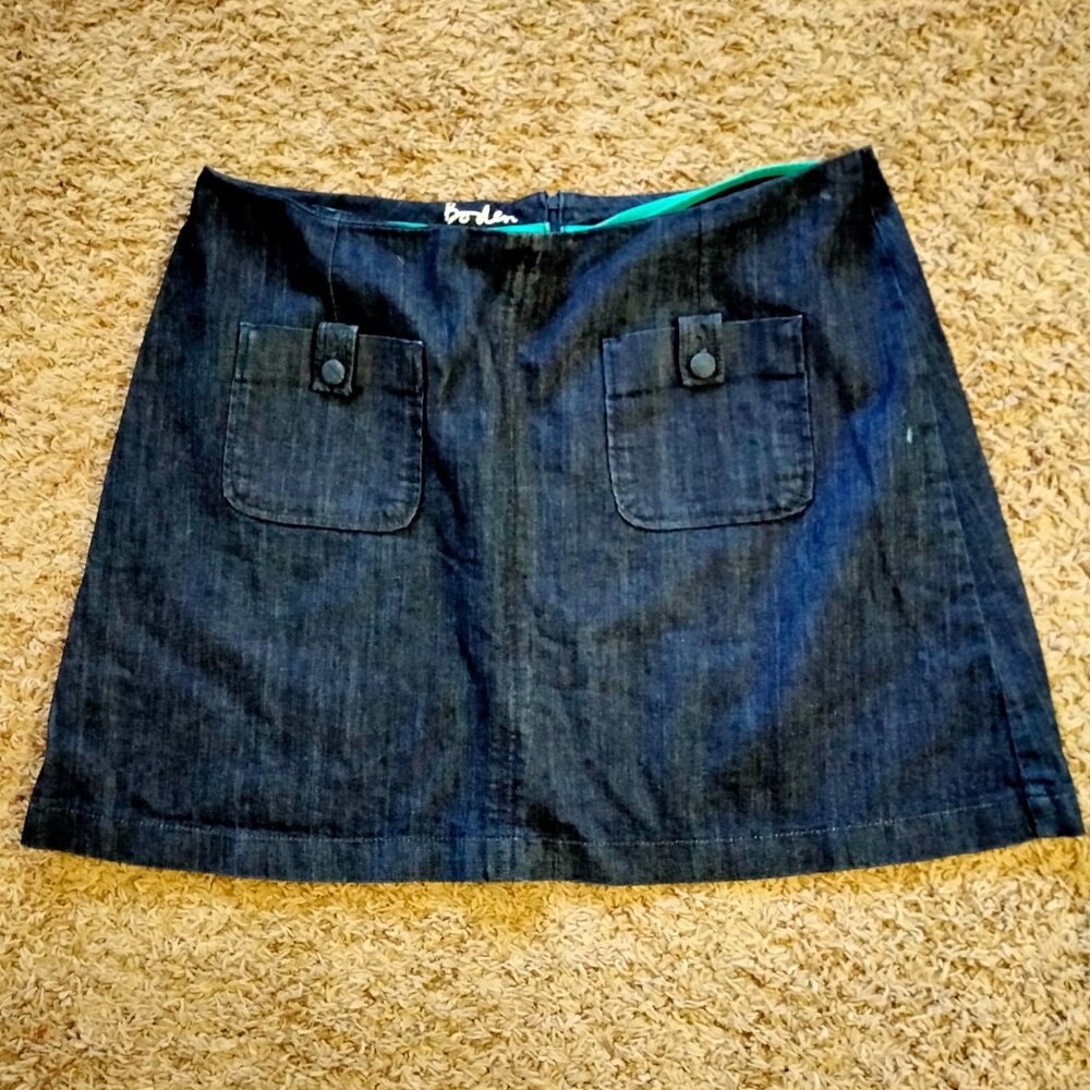 Boden Dark Denim Mini Skirt